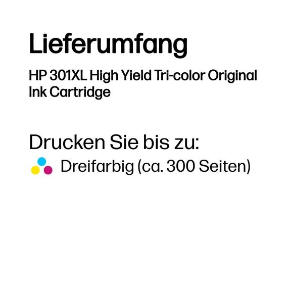 HP 301XL Cyan/Magenta/Gelb Original Druckerpatrone mit hoher Reichweite, 3 image