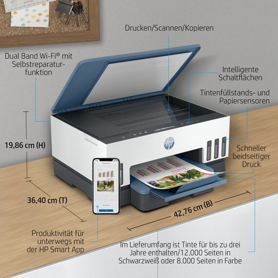HP Smart Tank 7006 Wireless All-in-One Farbe Drucker, Beidseitiger Druck; Kopierer, Scanner, 5 image