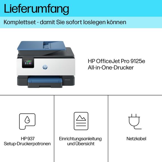 HP OfficeJet Pro 9125e Wireless All-in-One Farbe Drucker, Instant Ink; Beidseitiger Druck, 5 image