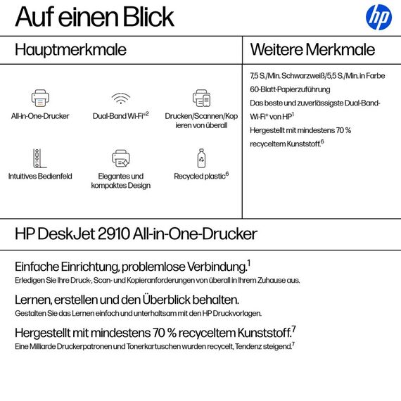 HP DeskJet 2910 Wireless All-in-One Farbe Drucker, Instant Ink, 2 image