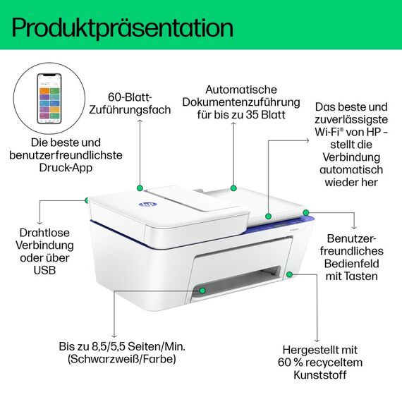 HP DeskJet 4230e Wireless All-in-One Farbe Drucker, Instant Ink; Kopierer, Scanner, 3 image