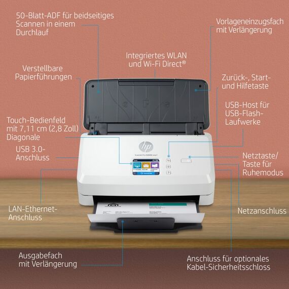 HP ScanJet Pro N4000 snw1 Scanner mit Vorlageneinzug 600 x 600 DPI A4 Schwarz, Weiß, 4 image