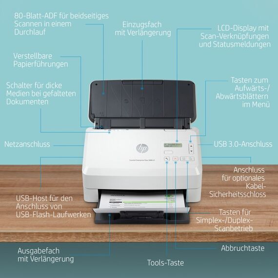 HP ScanJet Enterprise Flow 5000 s5 Scanner mit Vorlageneinzug 600 x 600 DPI A4 Weiß, 4 image