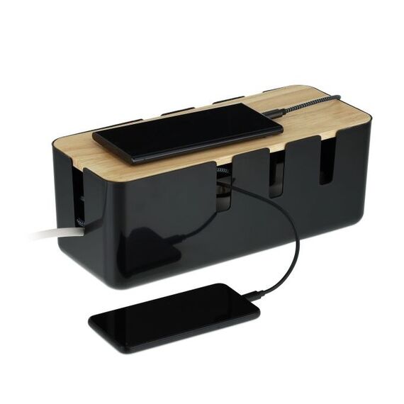 Relaxdays Kabelbox mit Holzdeckel Universal Kabelgehäuse Natürlich/Natur 1 Stück(e)