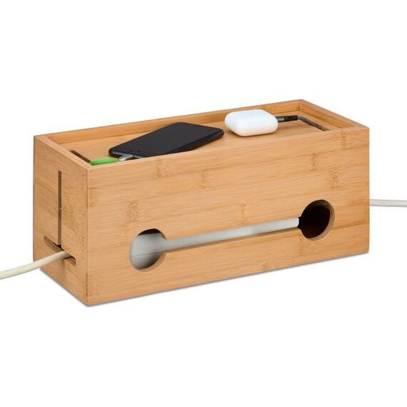 Relaxdays Kabelbox aus Bambus Universal Kabelgehäuse Natürlich/Natur 1 Stück(e)