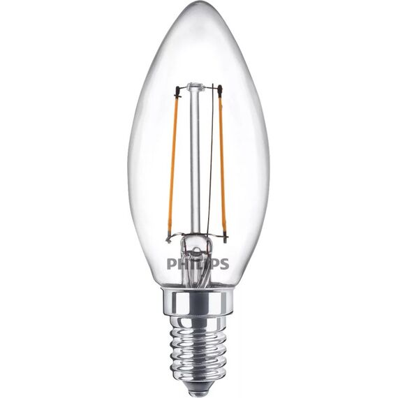 Philips Filament-Kerzenlampe, B35, E14 x2, transparent, 25 W
