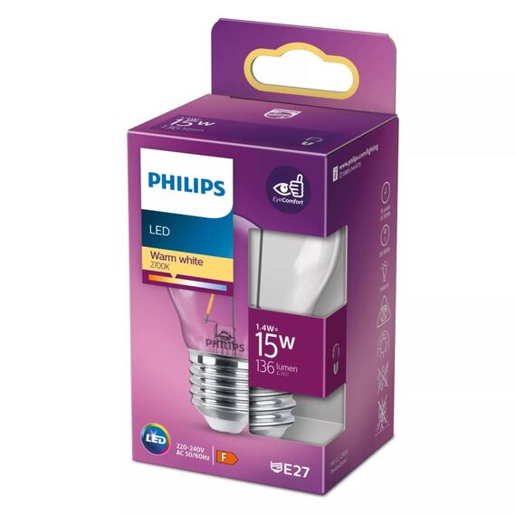 Philips Filament-Kerzenlampe, transparent 15W P45 E27, 2 image