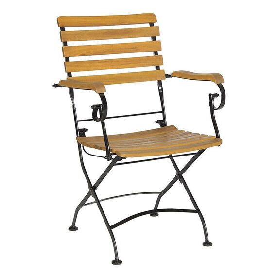 Acamp Lindau Gartenstuhl Terrasse, Lounge Harter Sitz Harte Rückenlehne Holz, Eisen Schwarz, Holz