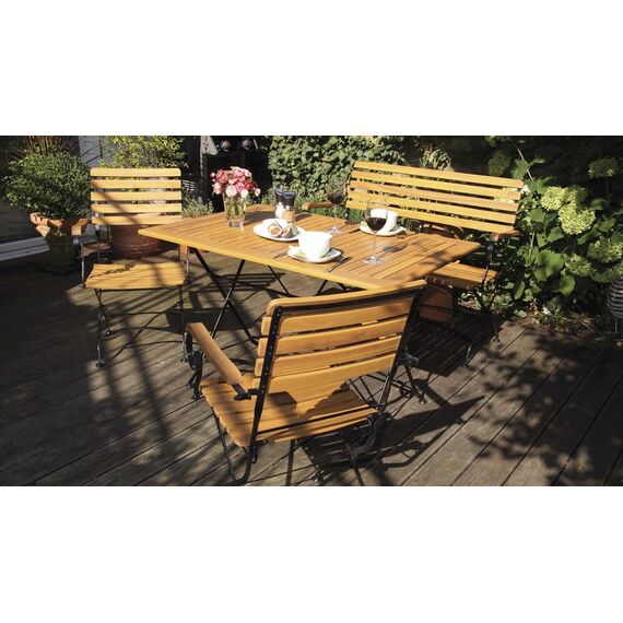 Acamp Lindau Gartenstuhl Terrasse, Lounge Harter Sitz Harte Rückenlehne Holz, Eisen Schwarz, Holz, 2 image