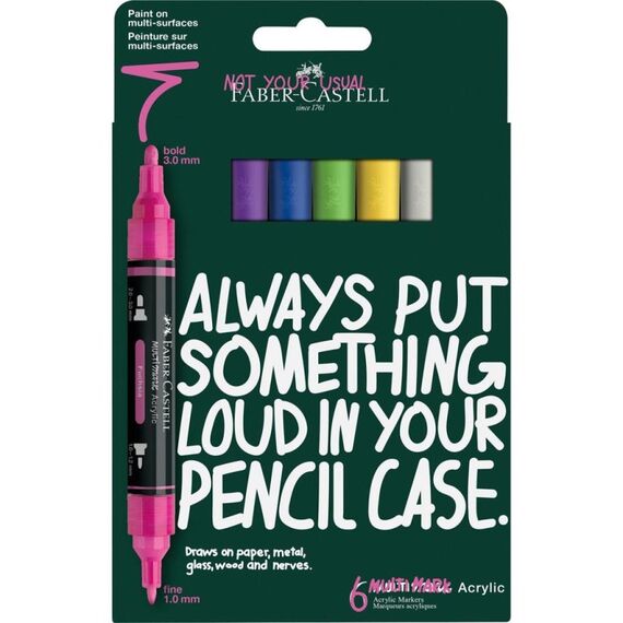 Faber-Castell 186009 Marker 6 Stück(e) Rundspitze Mehrfarbig