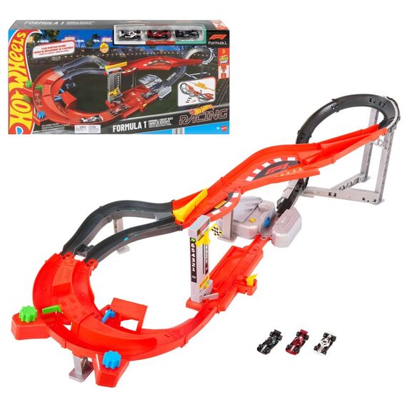 Hot Wheels Racing Formel-1-Downhill-Rennstrecke mit 3 Die-Cast-F1-Spielzeugautos im Maßstab 1:64, 7 image