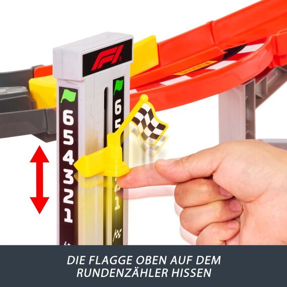 Hot Wheels Racing Formel-1-Downhill-Rennstrecke mit 3 Die-Cast-F1-Spielzeugautos im Maßstab 1:64, 9 image
