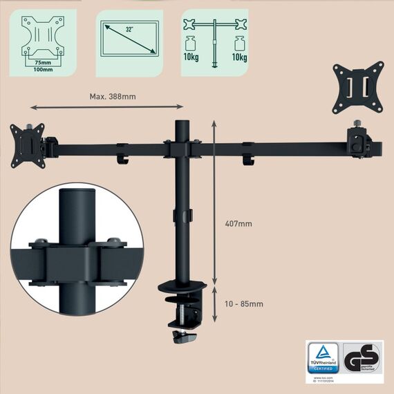 Leitz 61640095 Flachbildschirm-Tischhalterung 81,3 cm (32") Tisch/Bank Schwarz, 6 image