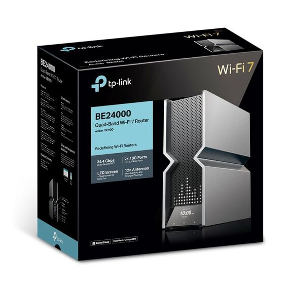 TP-Link Archer BE900 WLAN-Router Multi-Gigabit Ethernet Quad-band (2.4 GHz / 5 GHz-1 / 5 GHz-2 / 6 GHz) Schwarz, Grau, 5 image