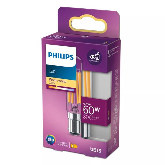 Philips Filament-Lampe, transparent, 60W T20 B15, 2 image