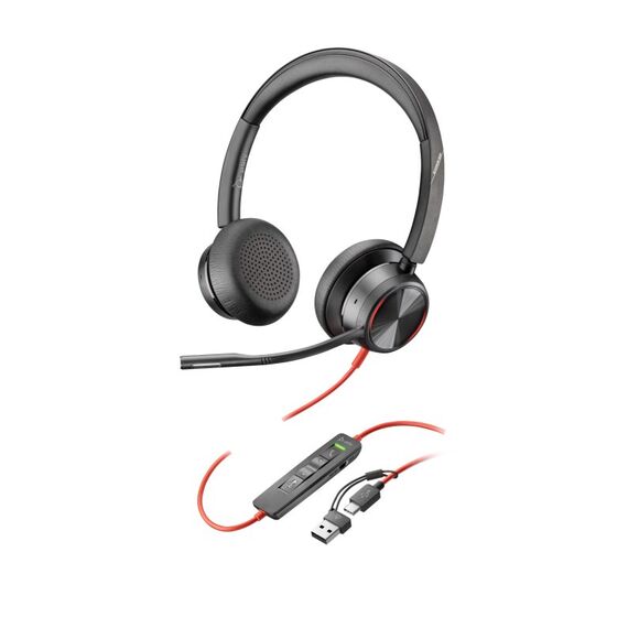 HP Poly Blackwire 8225 USB-C Stereo-Headset + USB-C/A-Adapter
