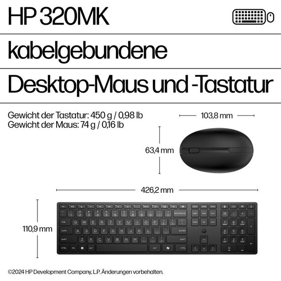 HP Wired Desktop 320MK Maus und Tastatur, 4 image