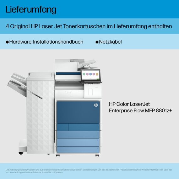 HP LaserJet Enterprise 8801z+ Multifunction Farbe Drucker, Nur Ethernet; Duplex; Kopierer, Scanner, 3 image