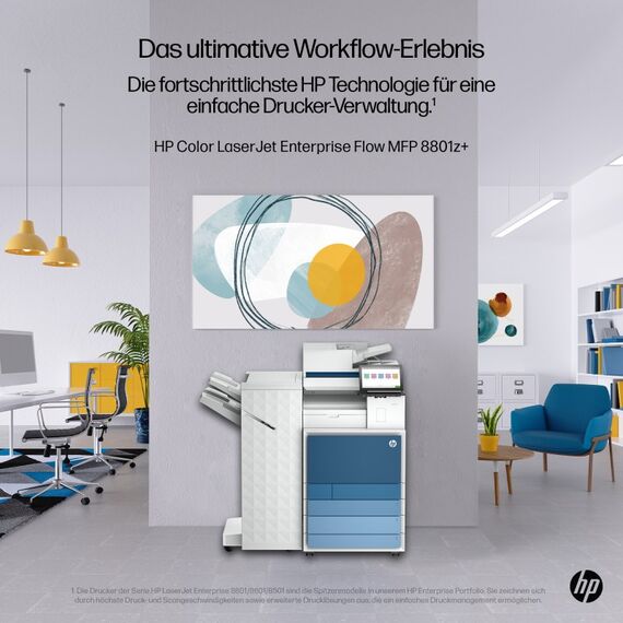 HP LaserJet Enterprise 8801z+ Multifunction Farbe Drucker, Nur Ethernet; Duplex; Kopierer, Scanner, 5 image