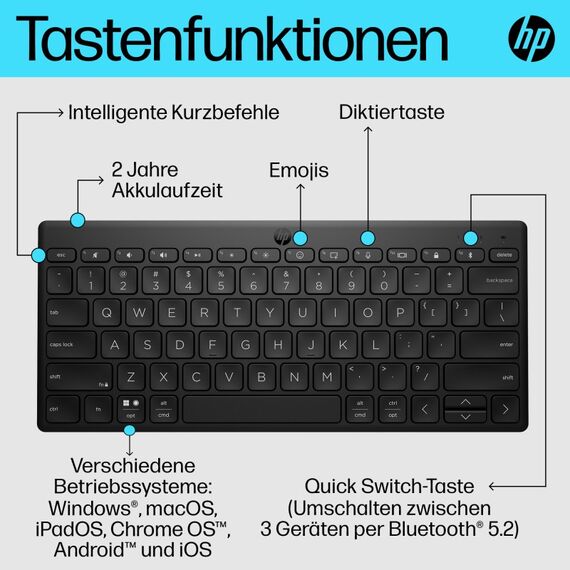 HP 350 Kompakte Bluetooth-Tastatur für mehrere Geräte, 6 image