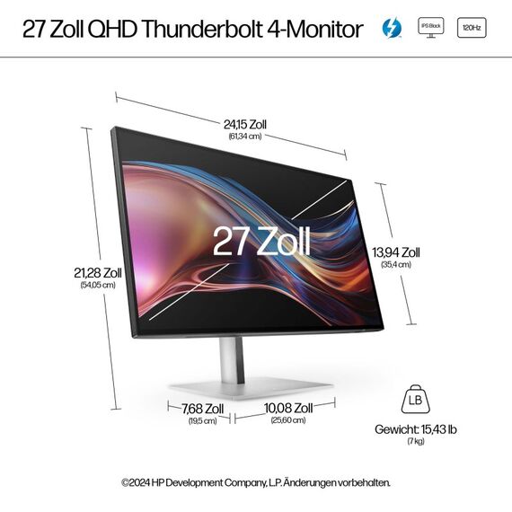 HP Series 7 Pro Serie 7 Pro 27 Zoll QHD Thunderbolt 4-Monitor – 727pu, 4 image