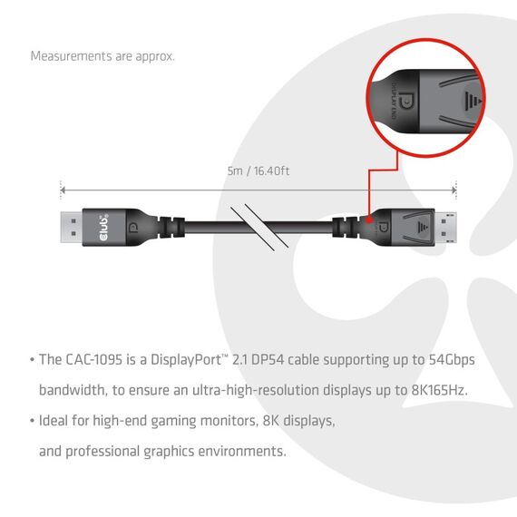 CLUB3D DisplayPort™ 2.1 DP54 Kabel 8K165Hz 5m, 8 image