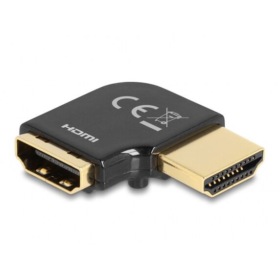 DeLOCK HDMI Adapter Stecker zu Buchse 90° links gewinkelt 8K 60 Hz Metall