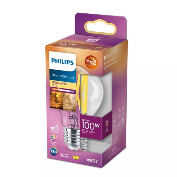 Philips Filament-Lampe, transparent, 100W A60 E27, 2 image