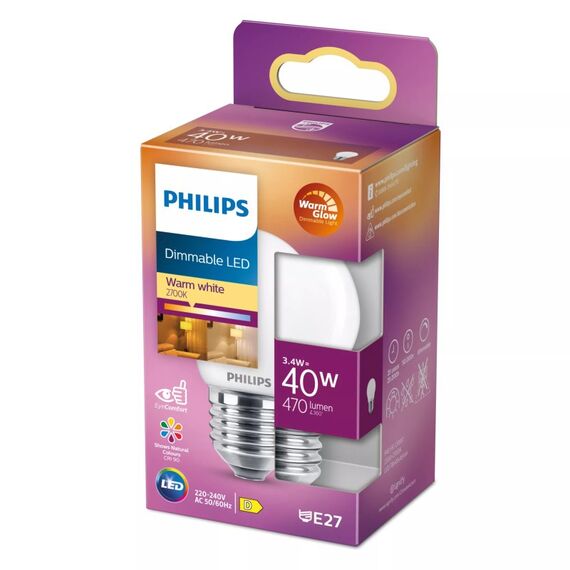 Philips Filament-Lampe Tropfenform, klar, 40 W P45 E27, 2 image
