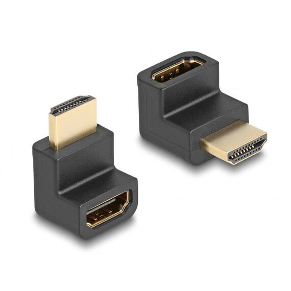 DeLOCK High Speed HDMI with Ethernet Adapter Stecker zu Buchse gewinkelt 8K 60 Hz schwarz