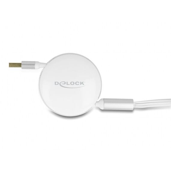 DeLOCK USB 3 in 1 Aufrollladekabel Typ-A zu Micro USB / 2 x USB Type-C mit Schnellladefunktion weiß, 3 image