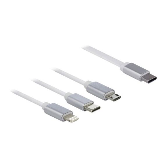 DeLOCK USB Type-C 3 in 1 Aufrollladekabel für Lightning / Micro USB / USB Type-C weiß, 2 image