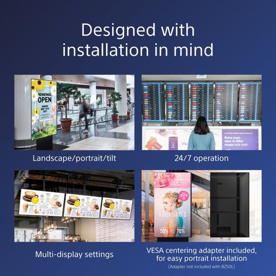 Sony FW-85BZ40L Signage-Display Digital Signage Flachbildschirm 2,16 m (85") LCD WLAN 650 cd/m² 4K Ultra HD Schwarz Android 24/7, 3 image