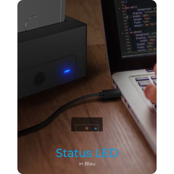 ICY BOX IB-1121-U3, DockingStation für 1x 2.5"/3.5" SATA I/II/III, USB 3.2 Gen 1, Netzteil, schwarz, 4 image