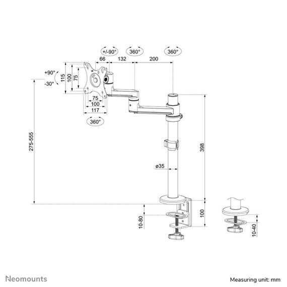 Neomounts DS60-425WH1 Monitorarm 17-27" - platzsparend, Farbe: Weiß, 15 image