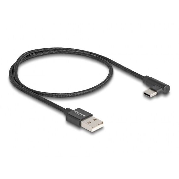 DeLOCK USB 2.0 Kabel Typ-A Stecker zu USB Type-C Stecker gewinkelt 0,5 m schwarz