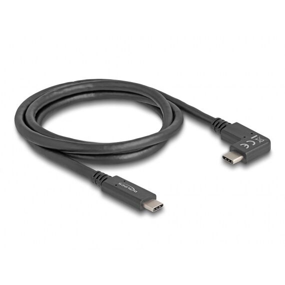 DeLOCK USB 10 Gbps Kabel USB Type-C Stecker zu USB Type-C Stecker gewinkelt links / rechts 1 m 4K PD 60 W mit E-Marker