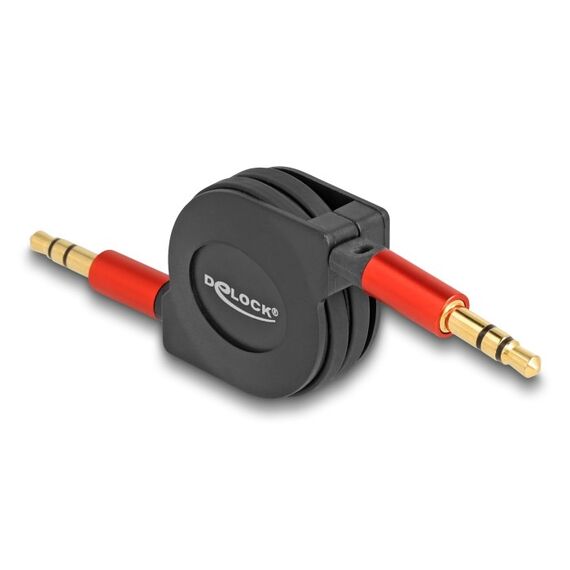 DeLOCK Audio Aufrollkabel 3,5 mm 3 Pin Klinkenstecker zu Klinkenstecker 90 cm