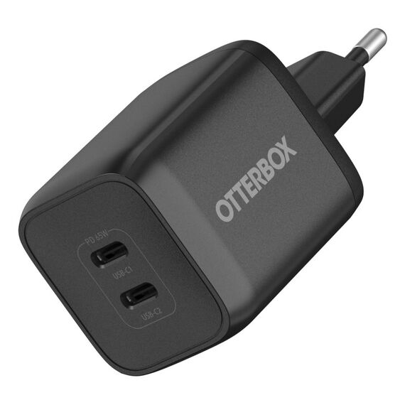 OTTERBOX Standard EU Wall Charger, Black 65W GaN, 2x USB-C