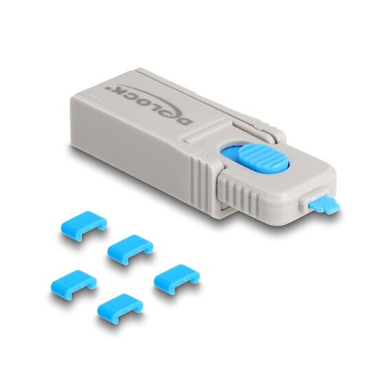 DeLOCK USB Type-C Port Blocker Set für USB Type-C Buchsen 5 Stück + Verschlusswerkzeug