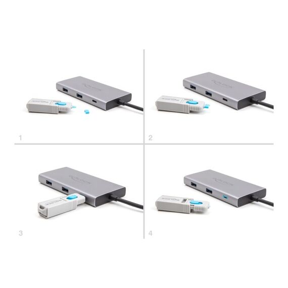 DeLOCK USB Type-C Port Blocker Set für USB Type-C Buchsen 5 Stück + Verschlusswerkzeug, 3 image