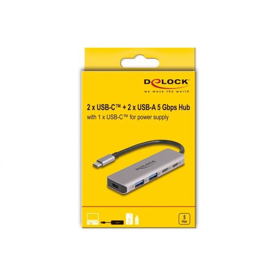DeLOCK USB 5 Gbps 2 Port USB Type-C und 2 Port Typ-A Hub mit USB Type-C Anschluss, 3 image