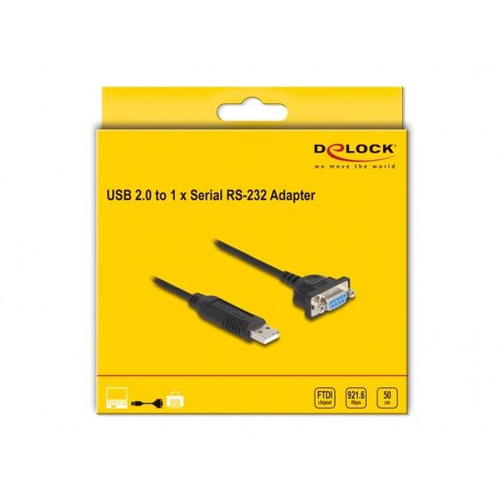 DeLOCK USB 2.0 zu Seriell RS-232 Adapter mit kompaktem seriellen Steckergehäuse 50 cm FTDI, 3 image