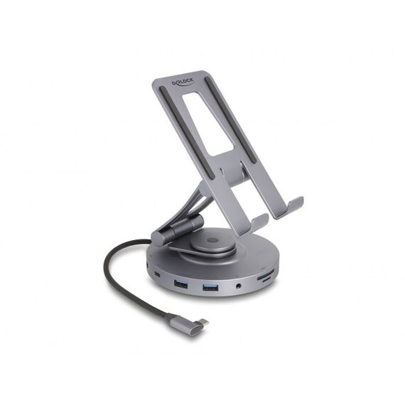 DeLOCK Tablet und Notebook Dockingstation 4K mit integrierter Halterung - HDMI / USB / Hub / SD / Micro SD / PD 3.0 - 360° drehbar, 4 image