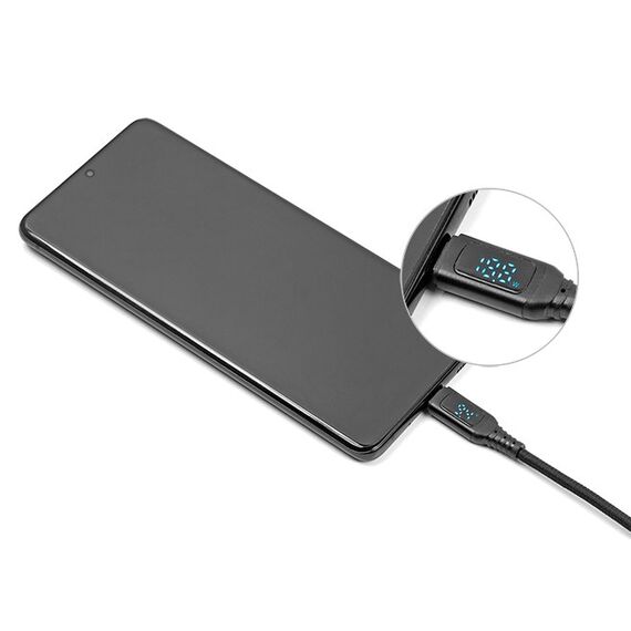 DeLOCK USB 2.0 Schnellladekabel USB Type-C™ + USB Typ-A Stecker zu USB Type-C™ Stecker PD 3.1 140 W mit Leistungsanzeige 1,20 m, 4 image