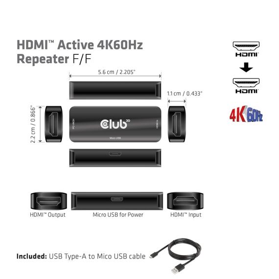 CLUB3D CAC-1307 Audio-/Video-Leistungsverstärker AV-Repeater Schwarz, 4 image