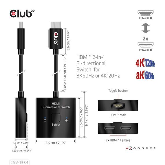 CLUB3D CSV-1384 Tastatur/Video/Maus (KVM)-Switch Schwarz, 6 image
