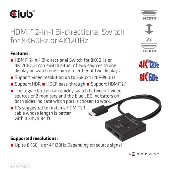 CLUB3D CSV-1384 Tastatur/Video/Maus (KVM)-Switch Schwarz, 9 image