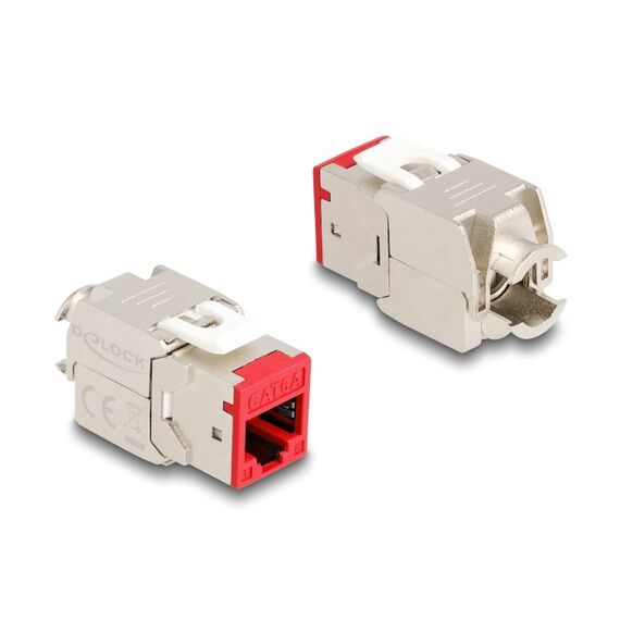 DeLOCK Keystone Modul RJ45 Buchse zu LSA Cat.6A werkzeugfrei rot Set 10 Stück, Farbe: Rot, 2 image