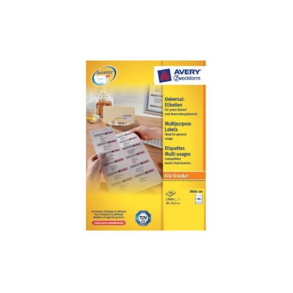 Avery 3666-200 selbstklebendes Etikett Weiß 13000 Stück(e)